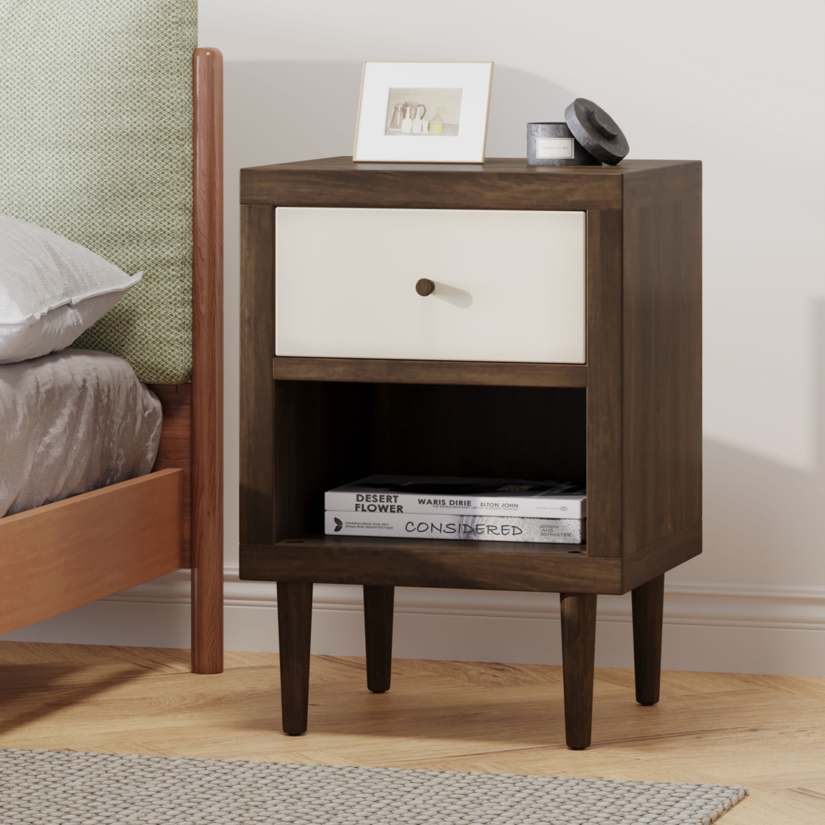 Simplie Fun Bedside Organizer Bold Style, Ample Storage, Effortless Assembly