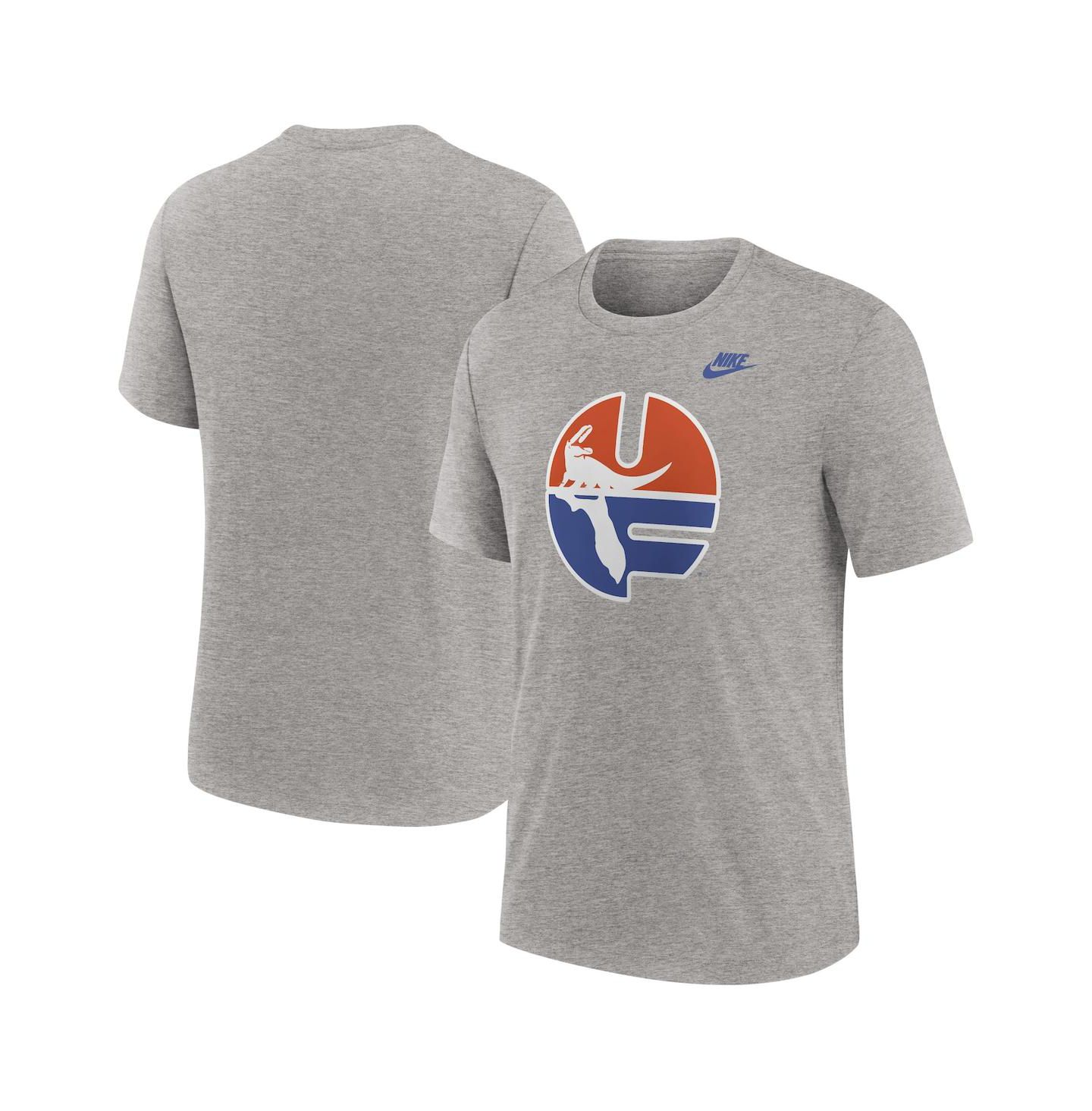 Мужская футболка Nike Heather Gray Florida Gators Blitz Evergreen Legacy Primary Tri-Blend — фото 1
