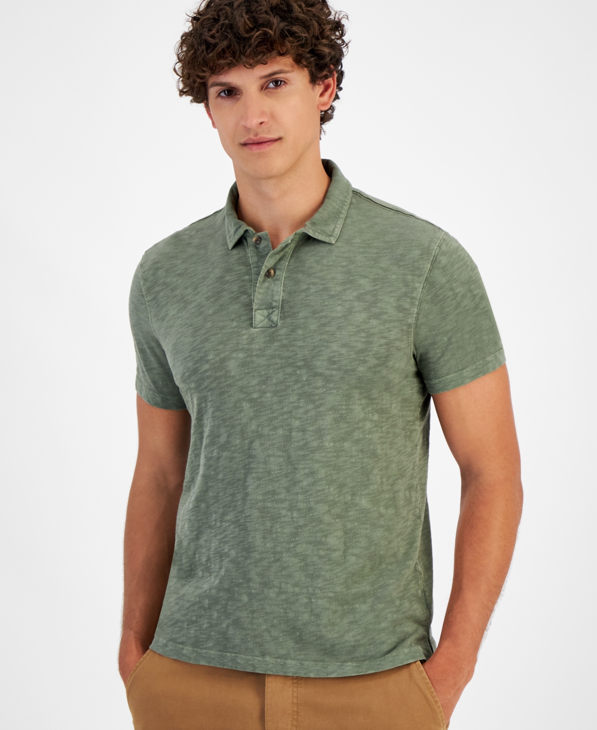 Men's Regular-Fit Textured Polo Shirt, Created for Macy's - Cavalry Green