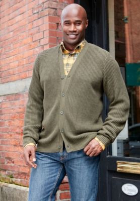 Big & Tall Shaker Knit V-Neck Cardigan Sweater