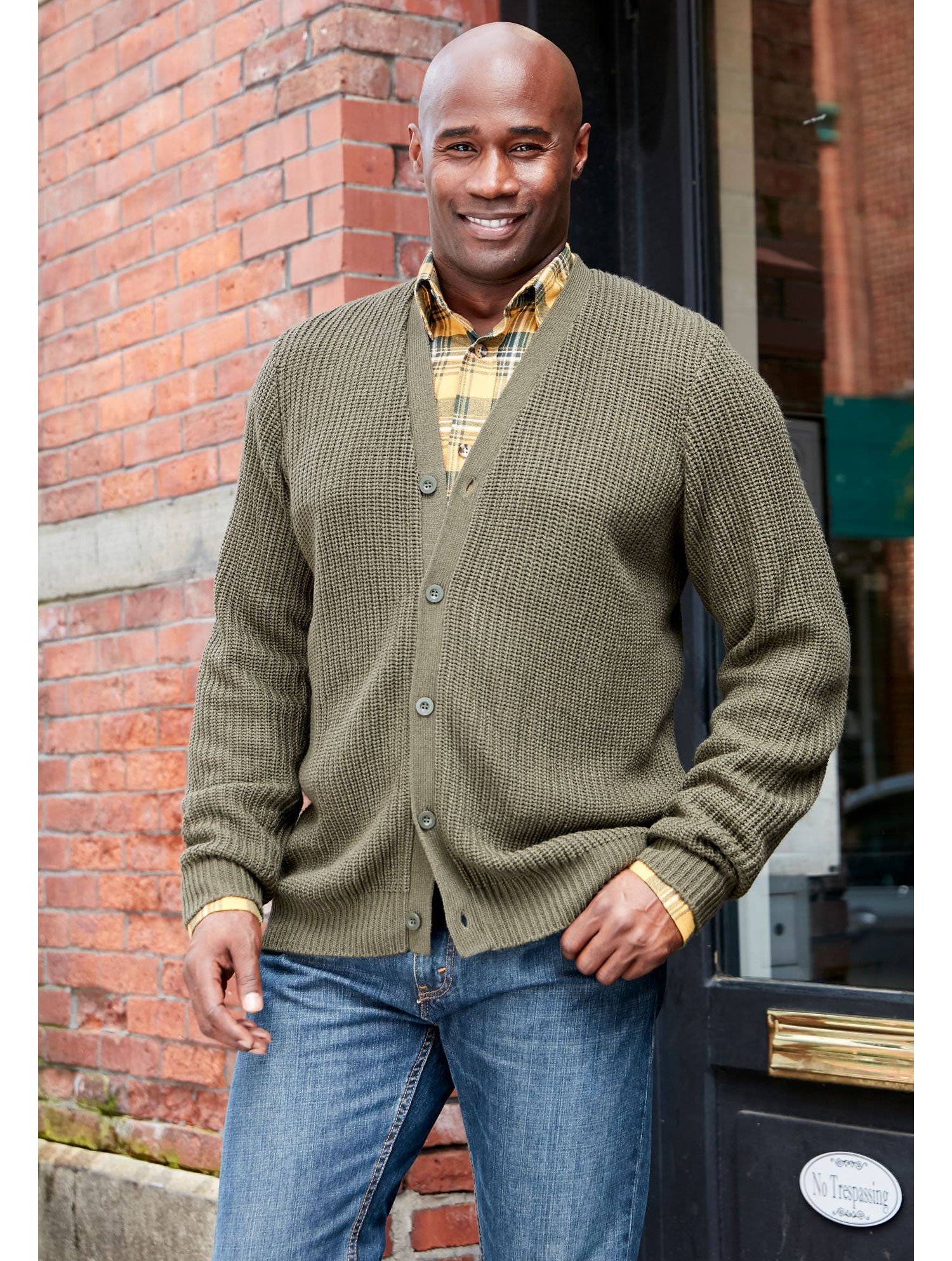 Men's Shaker Knit V-Neck Cardigan Sweater