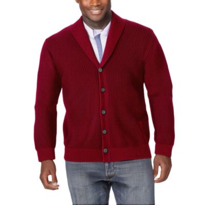 Big & Tall Shaker Knit Shawl-Collar Cardigan Sweater