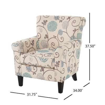 Streamdale Charming Contemporary Floral Club Chair with Tapered Birch Legs