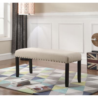 Fabric Dining Bench with Nailhead Trim