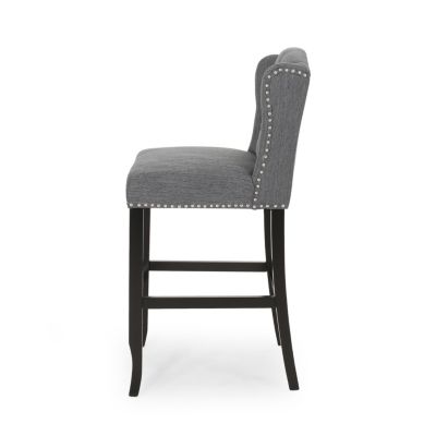 Sophisticated Upholstered Button-Tufted Wingback Barstools