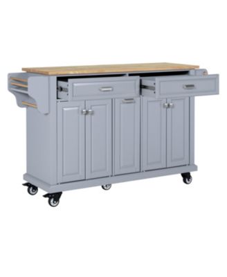 Cambridge Natural Wood Top Kitchen Island with Storage