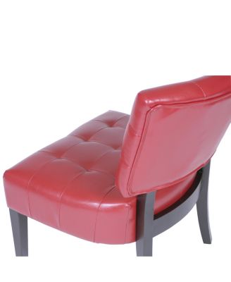 Blended Leather Tufted Accent Chair with Oversized Seating, Red