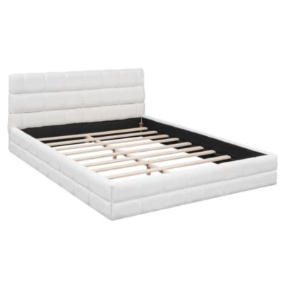 Streamdale Queen Size Upholstered Platform Bed, White