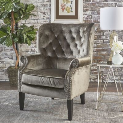 Streamdale Exceedingly Comfortable Velvet Club Chair with Handcrafted Detail