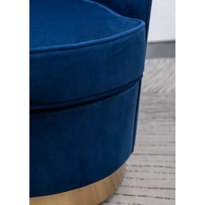 Contemporary Velvet Swivel Chair, Blue
