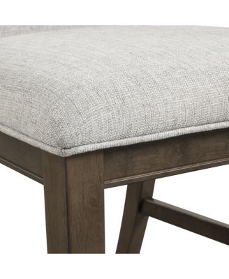 Solid Wood Upholstered Dining Chairs, Set of 2, Gray