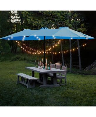 15ft Double-Sided Market Umbrella with Crank Lift for Ample Shade