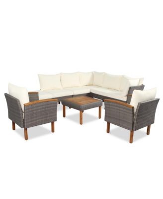 Streamdale 9-Piece Patio Furniture Set with PE Wicker and Acacia Wood