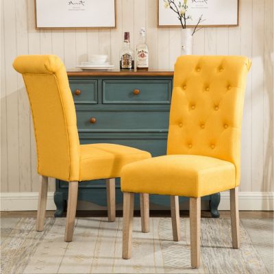 Solid Wood Tufted Parsons Dining Chair, Set of 2