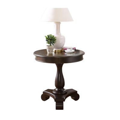 Round Wood Pedestal Side Table
