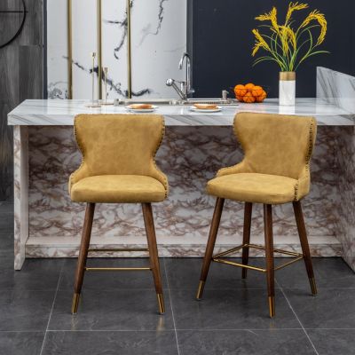 Streamdale Mid-Century Counter Stool with Wingback and Nails