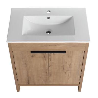Freestanding Vanity with Ceramic Sink & Storage
