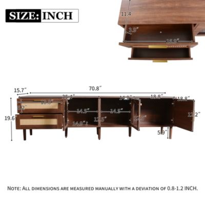 Streamdale Multifunctional TV Stand with Rattan Drawers and Ample Storage
