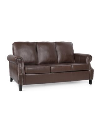 Streamdale Contemporary Faux Leather Upholstered Sofa with Nailhead Accents