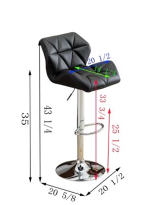 Adjustable Hydraulic Tufted Barstools, Set of 2