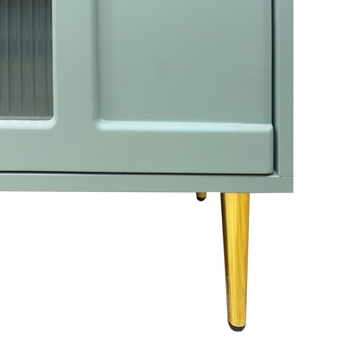 Streamdale Furniture Mint Green Accent Cabinet 4 Glass Doors, Adjustable Storage