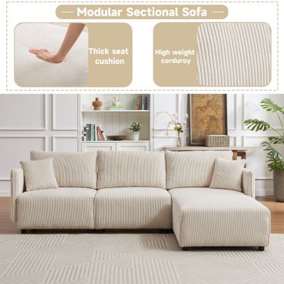 Modern Modular Corduroy Sofa with Customizable Combinations