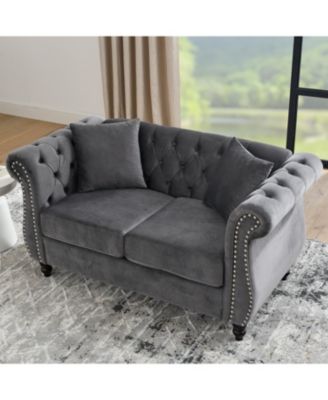 Chesterfield Velvet 2-Seater with Nailhead Accents
