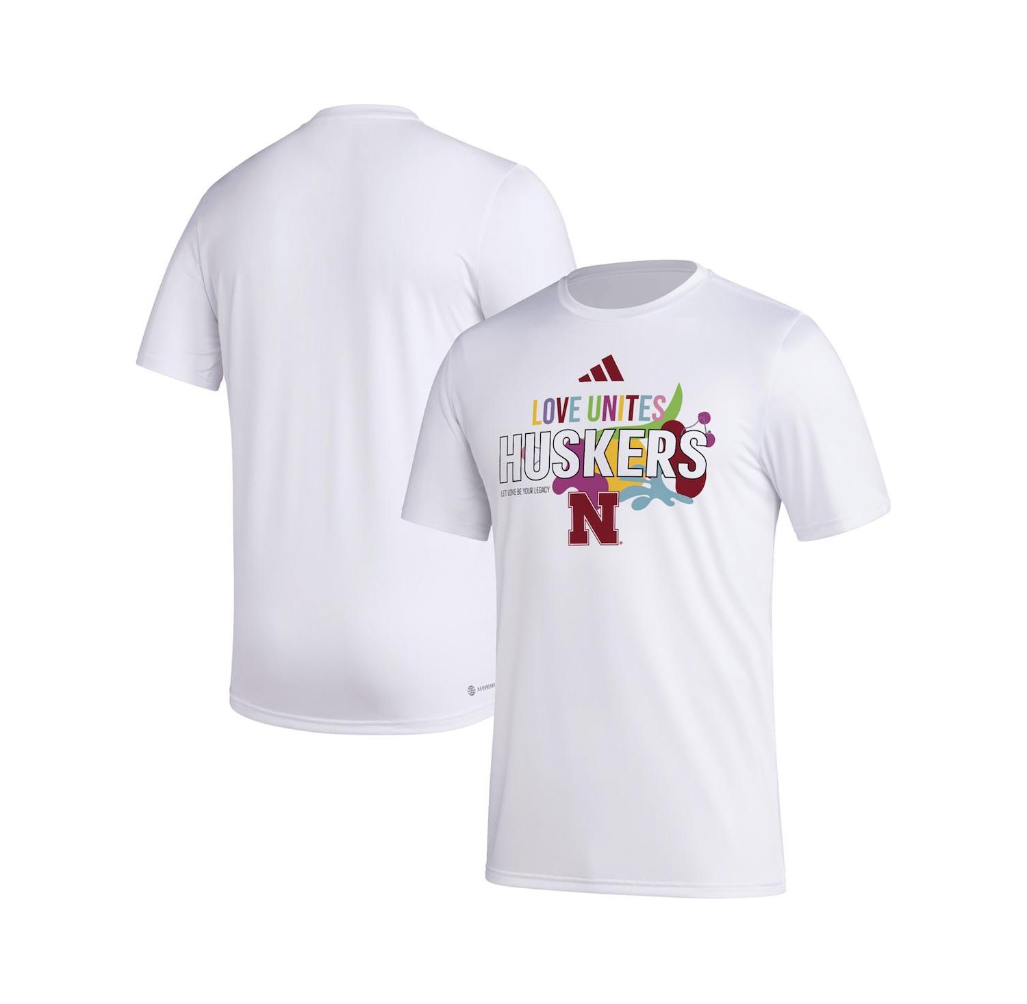 Men's x Rich Mnisi Pride Collection White Nebraska Huskers Pregame AEROREADY T-Shirt