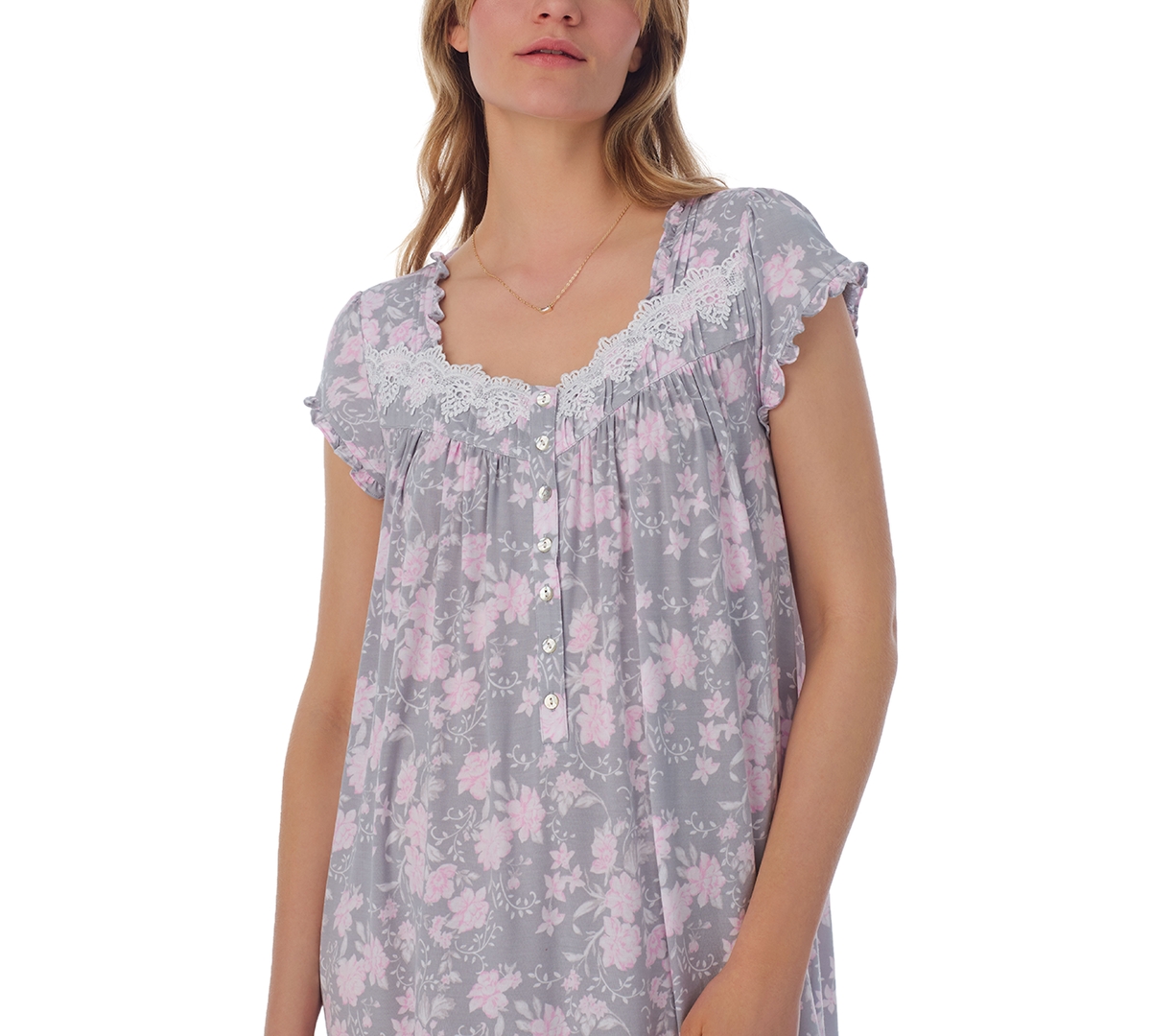 Eileen West Women's Floral Lace-Trim Waltz Nightgown