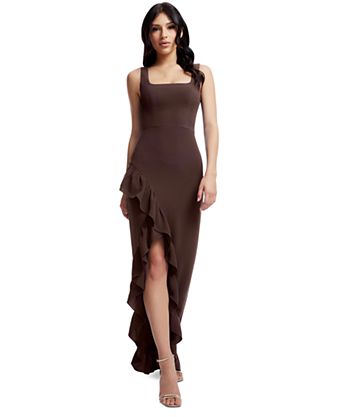 formal brown dresses Long Sleeves Silk Dress | Airy A-line Maxi Gown | Evening Attire | Special Occasion Dress | Rehearsal Dinner Dress for Bride Item Descriptions Chic / Beautiful Brown Evening