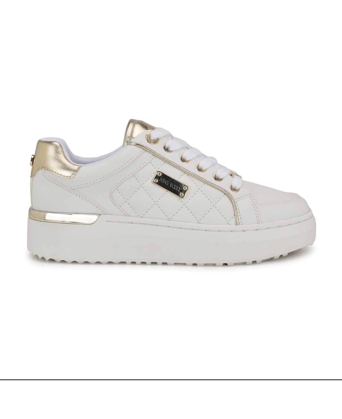 Nine West Women's Cafee Lace-Up Platform Casual Sneakers -Gold
