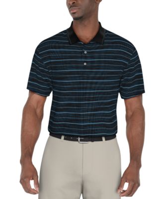 PGA TOUR - Men's Broken Stripe Jacquard Short0Sleeve Golf Polo Shirt