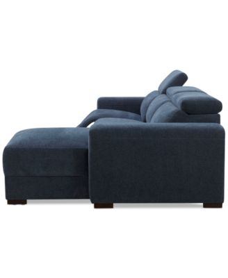 Nevio 3-Pc. Fabric Power Headrest Sectional and Chaise with 1 Power Motion Chair