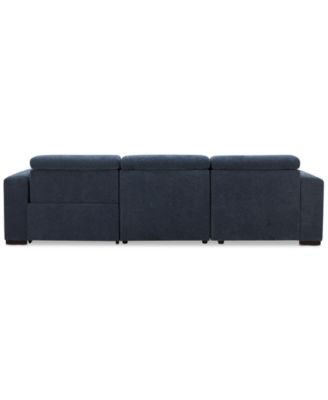 Nevio 3-Pc. Fabric Power Headrest Sectional and Chaise with 1 Power Motion Chair