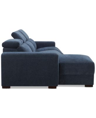 Nevio 3-Pc. Fabric Power Headrest Sectional and Chaise with 2 Power Motion Chairs