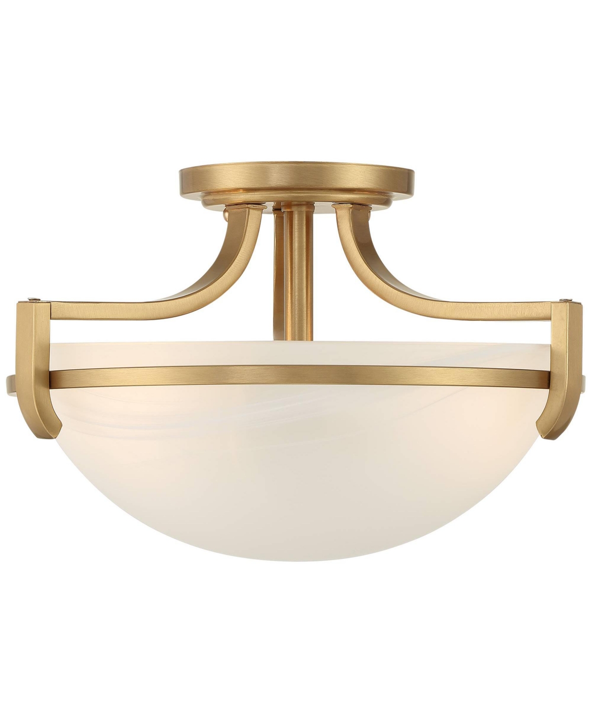 Mallot Modern Ceiling Light Semi Flush-Mount Fixture Wide SoftMetal Marbleized Glass Curving Bowl Shade for Bedroom Kitchen Living Room Hall