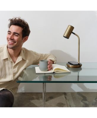 Ezra 16.5" LED Table Lamp with Wireless Charging Pad and Rotating Shade