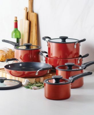 Porcelain Enamel Heavy Gauge Aluminum Non Stick 11 Piece Cookware Set