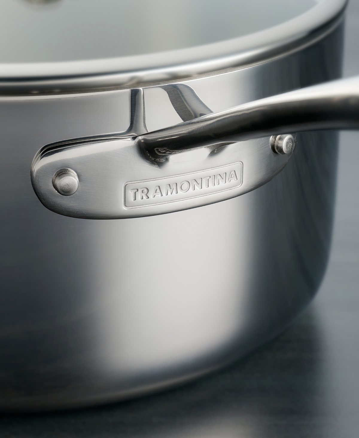 Tramontina Triply Clad Stainless Steel Glass Lid 8 Pc Cookware Set In Stainless Steel