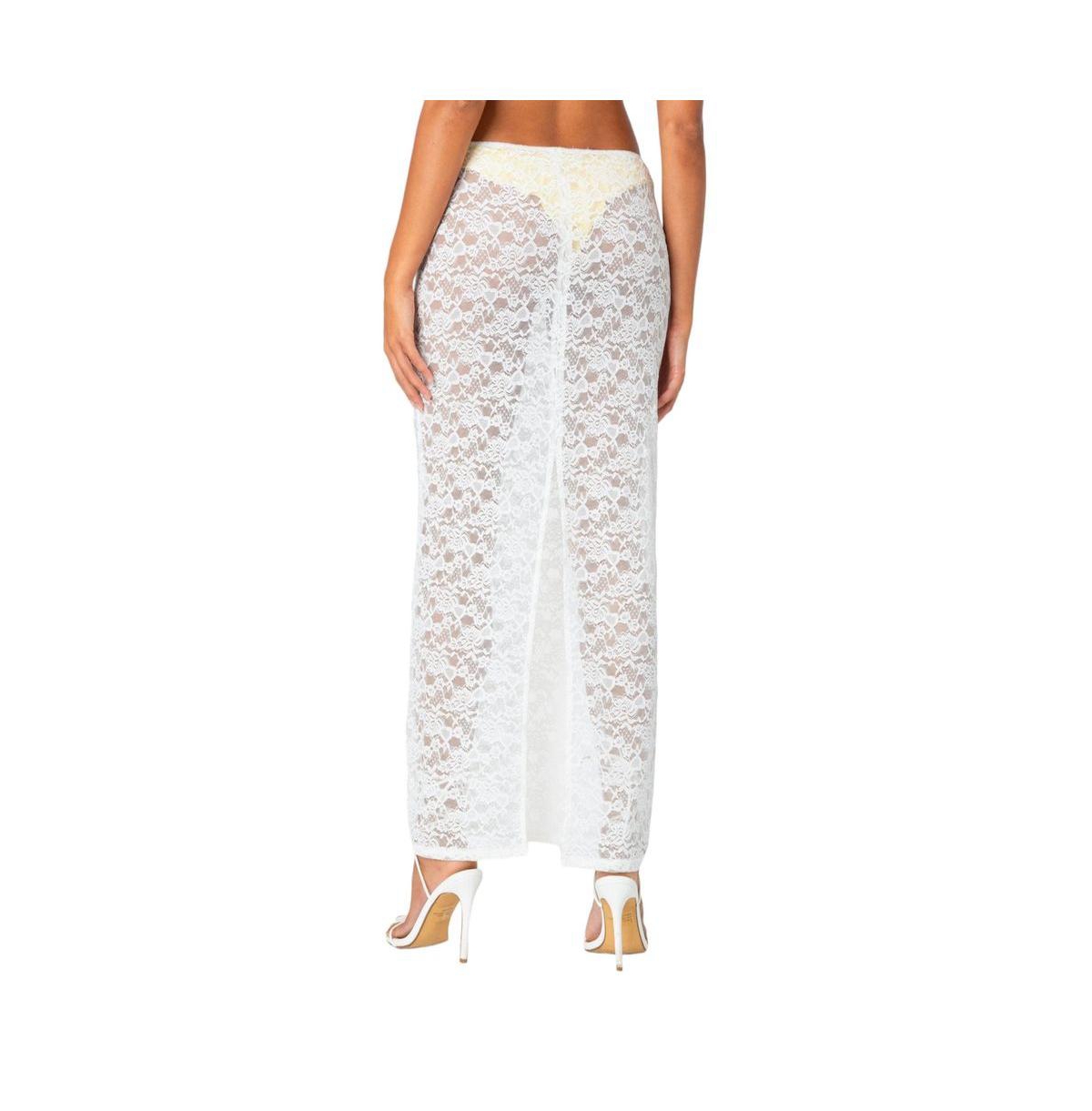 Edikted Women's Oceana Sheer Lace Maxi Skirt
