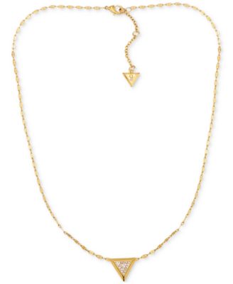 GUESS - 14k Gold Ion-Plated Pav&eacute; Triangle Pendant Necklace, 16" + 2" extender