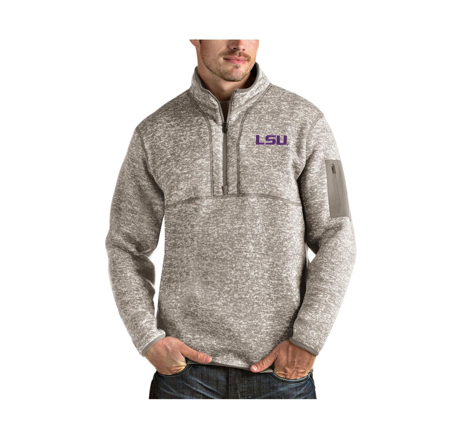 Men's Oatmeal LSU Tigers Fortune Half-Zip Pullover Jacket