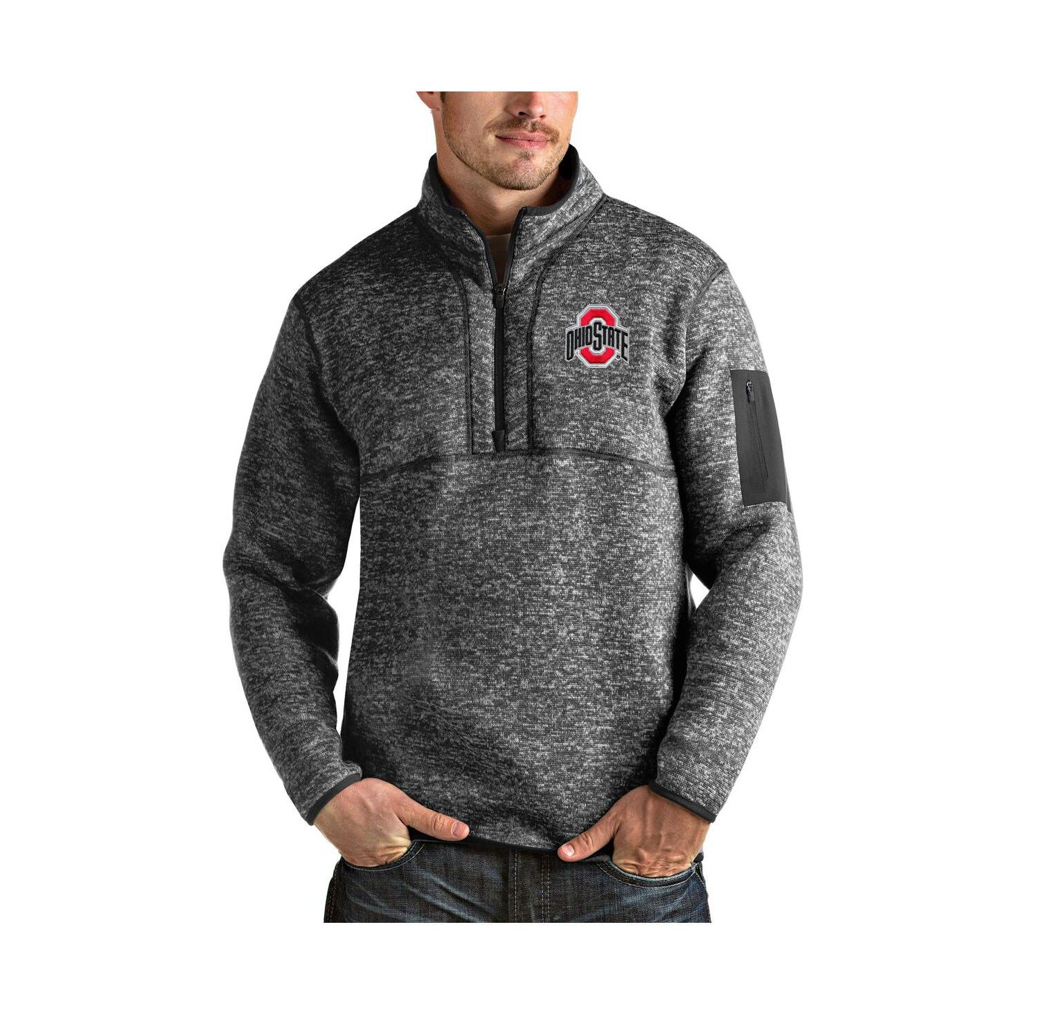 Men's Heather Charcoal Ohio State Buckeyes Fortune Half-Zip Pullover Jacket