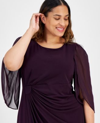 Plus Size Chiffon-Sleeve Sheath Dress