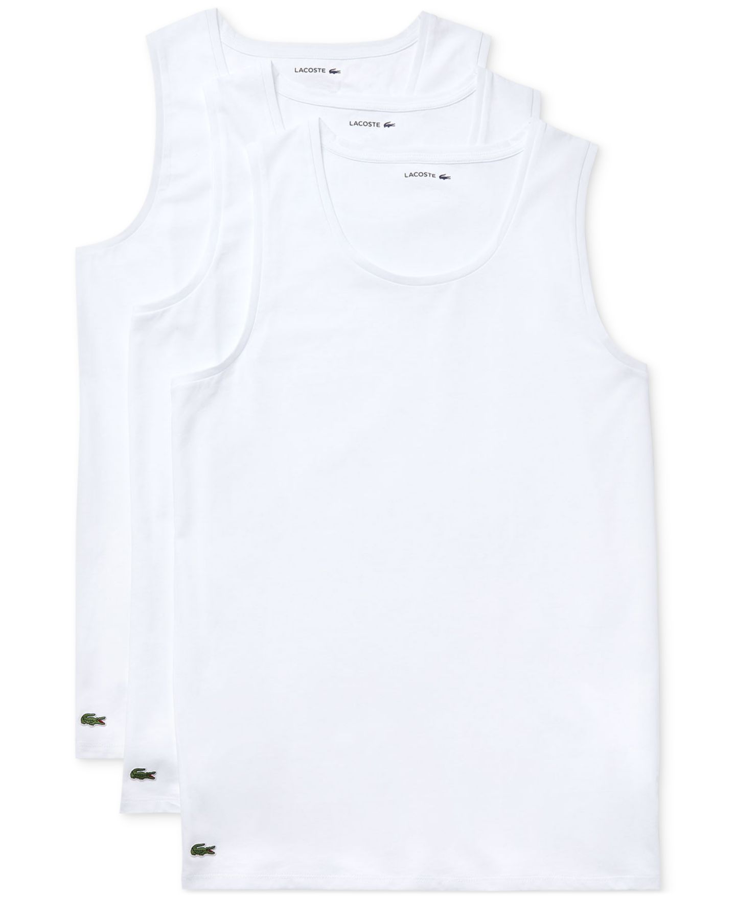 Мужские топы Lacoste Slim Fit Cotton Tank tops, 3-Pack, цвет: Белый — фото 1