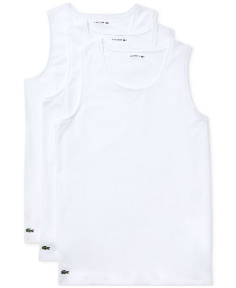 Мужские топы Lacoste Slim Fit Cotton Tank tops, 3-Pack, цвет: Белый
