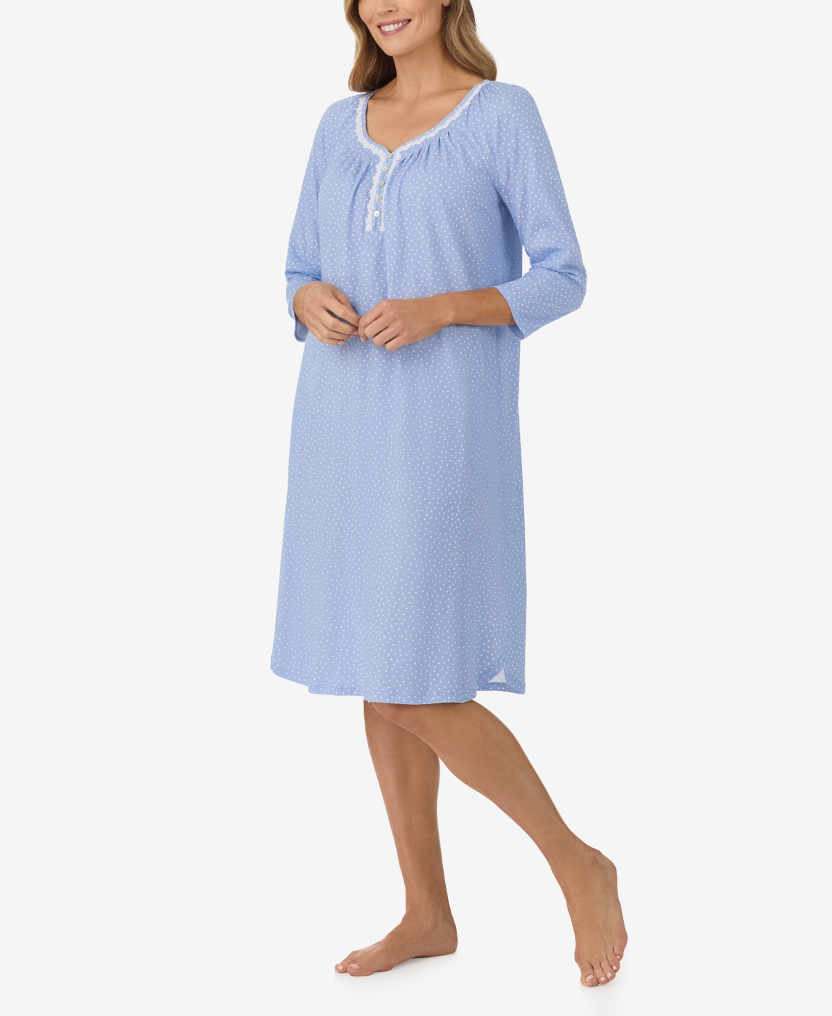 Aria Women's Cotton 3/4-Sleeve Printed Nightgown