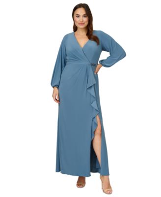 Adrianna Papell - Plus Size Jersey Faux-Wrap Gown