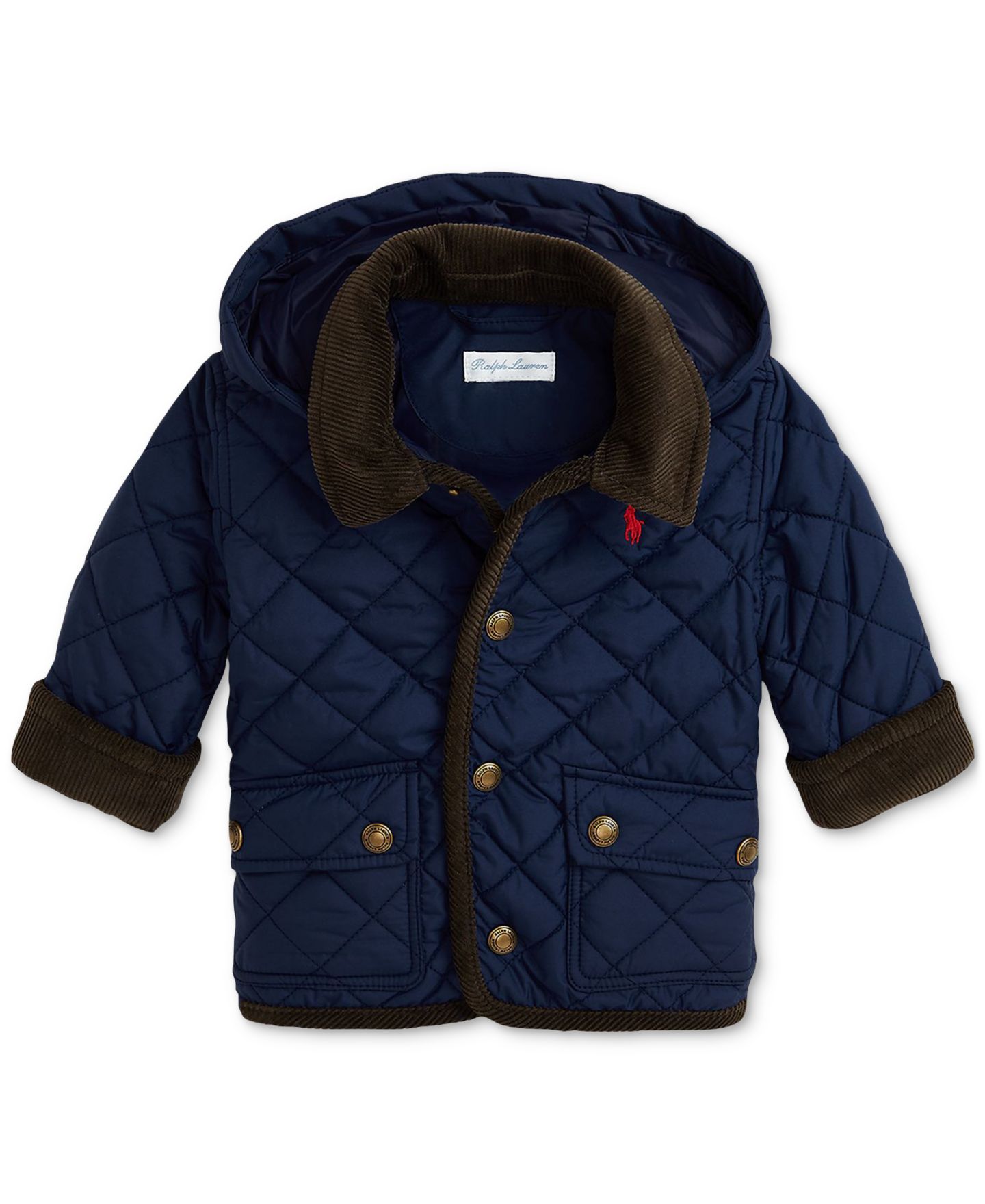 Куртка Polo Ralph Lauren Corduroy-Trim Barn Jacket With Removable Hood для мальчиков-малышей, цвет: Тёмно-синий — фото 1