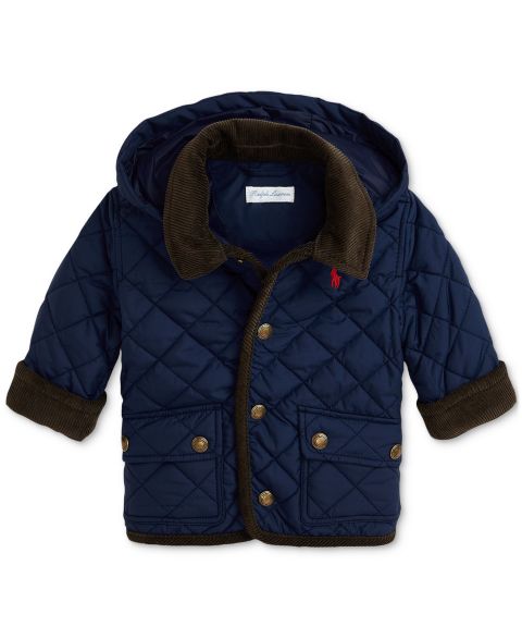 Куртка Polo Ralph Lauren Corduroy-Trim Barn Jacket With Removable Hood для мальчиков-малышей, цвет: Тёмно-синий